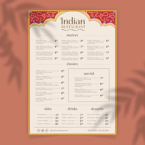 Indian Menu Design, Indian Food Menu, Restaurant Menu Card, Iphone Wallpaper Clock, Colorful Restaurant, Hotel Menu, Menu Card Design, Restaurant Poster, Food Template