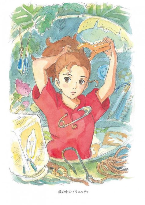 ca-tsuka:  Cover of japanese Cut magazine with Marnie  other drawings by Ghibli director/animator Hiromasa Yonebayashi (from his Gashu book).  #movie #movie #ilustration Secret World Of Arrietty, 심플한 그림, Studio Ghibli Fanart, Personajes Studio Ghibli, Studio Ghibli Characters, Ghibli Artwork, Studio Ghibli Movies, Studio Ghibli Art, Ghibli Art