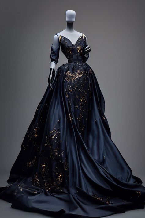 ACOTAR Night Court inspired gown Laura Fantasy Gown, Villain Ball Gown, Amanda Fantasy Gown, Sarah Fantasy Gown, Night Court Inspired Outfits, Dark Fantasy Ballgown, Starfall Ball Gown, Fantasy Moon Dress, Night Court Aesthetic Outfits