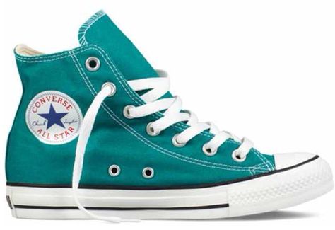 Teal Chuck Taylor's. Teal Converse, High Top Converse, All Stars Converse, Outfits With Converse, Prom Shoes, Converse Sneakers, Converse Chuck Taylor All Star, Converse High Tops, Designer Sneakers