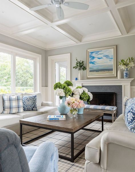 Magician Aesthetic, Baby Blue Paint, Blue Living Rooms, Coastal Home Interior, White Loveseat, Coastal Style Living Room, Functional Living Room, Blue Ottoman, Bring The Outdoors Inside