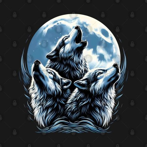 Check out this awesome 'Three+animal+Wolves+3+Gray+Wolf+Howling+At+The+Moon+Wild+Animal' design on @TeePublic! Wolf With Moon Tattoo, Bar Painting, Wolf Shirt Design, Wolf Pack Tshirt Design, Wolf Tshirt Design, Tshirts Ideas, Wolf Howling At The Moon, Wolf Life, Wolf Poster