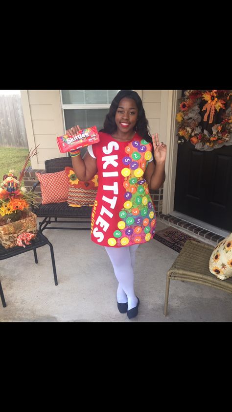 Skittle costume designed by me Twizzler Costume, Skittles Costume Diy, Skittles Halloween Costume, Diy Candy Costume, Skittle Costume, Skittles Costume, Candyland Costume, Candy Halloween Costume, Candy Halloween Costumes