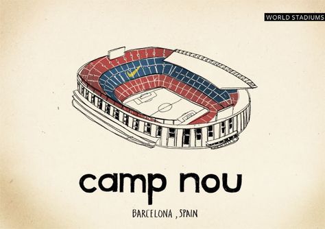 noucamp | Flickr - Photo Sharing! Stadium Illustration, Fantasy Football Logos, Stadium Art, Football Artwork, Stadium Architecture, Soccer Stadium, Us Soccer, Sports Stadium, Football Logos