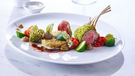 Ananas Bar & Brasserie chef Neil Martin shares a recipe for a special occasion. Eggplant Puree, Roasted Rack Of Lamb, Roast Rack Of Lamb, Lamb Dishes, Rack Of Lamb, Fine Dining Recipes, Lamb Chops, Lamb Recipes, Food Presentation