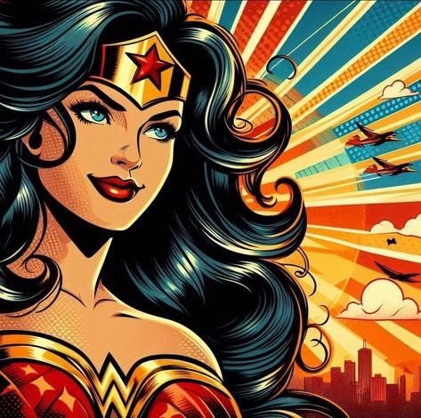 Cartoon Wonder Woman, Wonder Woman Cartoon, Dc City, Wonder Woman Art, Justice League Of America, Pop Art Comic, Arte Dc Comics, Superhero Wallpaper, Superhero Art