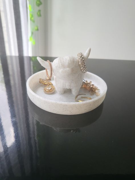 Highland Cow Ring Holder - Personalized Jewelry Dish - Jewelry Organizer - Farmhouse Decor - Cute Ring Tree - Engagement Gift - Bohemian by BAYFAIRE on Etsy Dinosaur Ring Holder, Cow Ring, Deer Ring, Deer Rings, Dinosaur Ring, Personalized Jewelry Dish, Ring Tree, Cute Highland Cow, Cute Ring