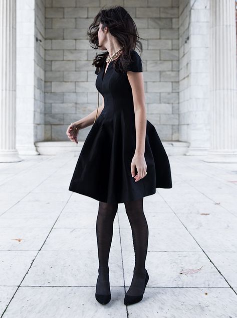 Dress for the Season - Classy Girls Wear Pearls Black Dress With Stockings Outfit, Dress With Stockings Outfit Classy, Dress With Stockings Outfit, Stockings Outfit Classy, Sarah Vickers, Classy Girls Wear Pearls, Kiel James Patrick, Stockings Outfit, Dress With Stockings