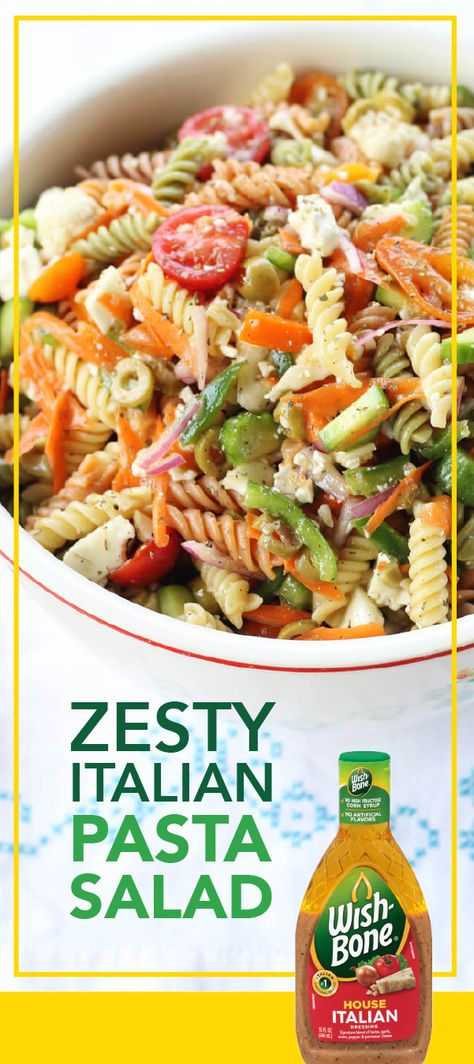 Fresh veggies ✔️Colorful pasta ✔️Wish-Bone® House Italian Dressing ✔️This recipe for Zesty Italian Pasta Salad checks every box when it comes to vibrant spring side dishes! Focusing on the zesty flavors, this combination is one you don't want to miss. To try it out for yourself, shop Wish-Bone® dressing—now available at Kroger! Pasta Salad Zesty Italian Dressing, Pasta And Veggie Salad, Zesty Pasta Salad Recipes, Pasta Salad With Zesty Italian Dressing, Zesty Italian Pasta Salad Recipes, Macaroni Salad Italian Dressing, Cold Pasta Salad Recipes With Italian Dressing, Pasta Salad Recipes With Italian Dressing, Pasta With Italian Dressing