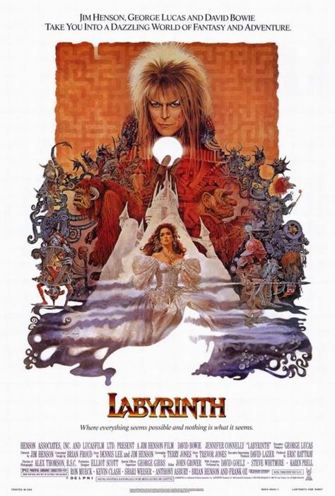 Jennifer Connelly Labyrinth, Labyrinth Movie Poster, Labyrinth Poster, Labyrinth 1986, Poses Manga, Labyrinth Movie, Brian Froud, Dark Angels, Goblin King