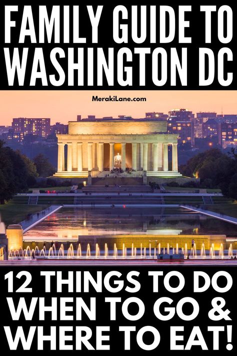 12 Things To Do with Kids in Washington D.C. | If you're traveling with your family to Washington DC, make sure to bookmark this post! It includes tons of helpful travel tips - when to go, what to pack, the best kid-friendly hotels, and our favorite restaurants with kids menu options even your picky eater will love. We've also included a list of fun family-friendly activities you can enjoy in summer, fall, winter, and spring, with lots of free and budget-friendly options to choose from! Family Trip To Washington Dc, Washington Dc Trip With Kids, Dc For Kids, Dc With Teens, Dc With Kids, Washington Dc With Kids, Washington Dc Vacation, Washington Dc Restaurants, Dc Vacation