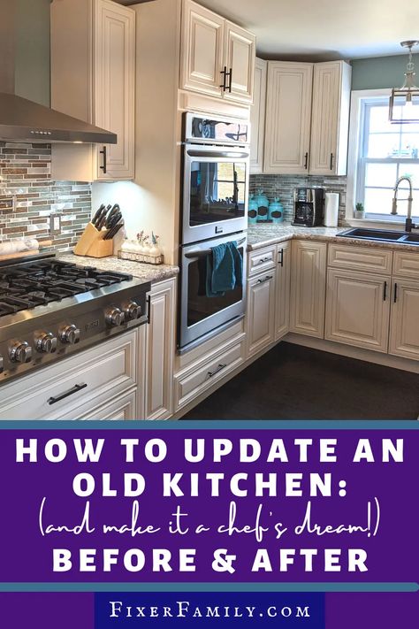 Small Old Kitchen, 1980 Kitchen, High End Appliances, Kitchen Peninsula, Diy Kitchen Renovation, Kitchen Upgrades, Old Kitchen, Our Story, 20 Years Old