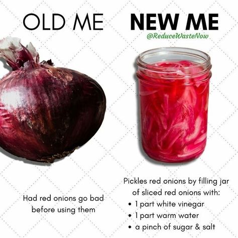 Old Me New Me, Fun Hacks, Frugal Hacks, Living Frugal, Prevent Food Waste, Pickled Red Onions, Pickled Onions, Red Onions, Kitchen Helper