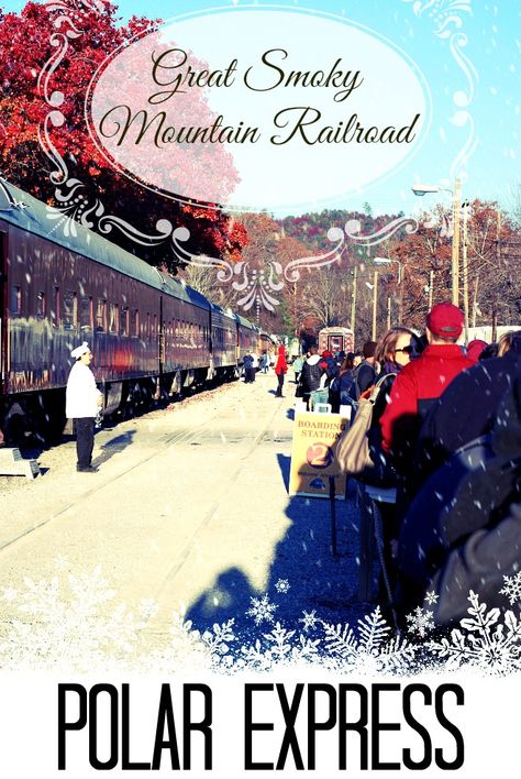 Polar Express Train Ride in the Smoky Mountains Gatlinburg Christmas, Bryson City North Carolina, Smoky Mountain Christmas, Polar Express Train Ride, Smokey Mountains Vacation, Gatlinburg Vacation, Polar Express Train, The Polar Express, Bryson City