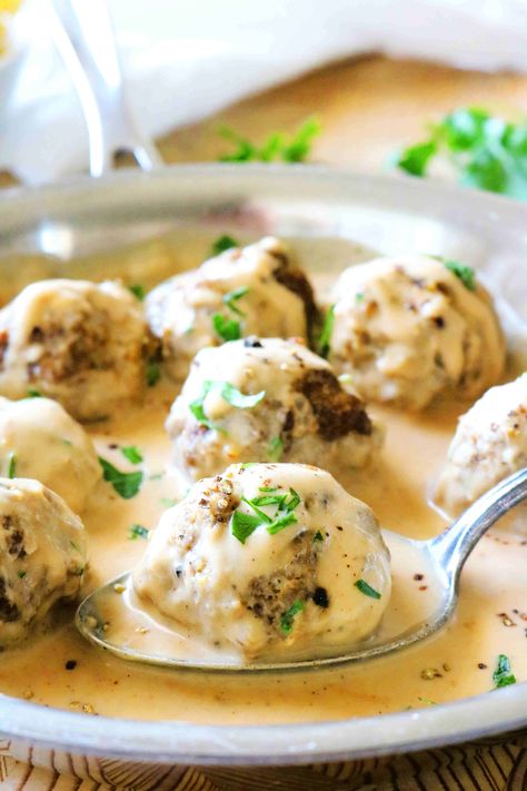 Swedish Meatball Sauce - The Anthony Kitchen Easy Swedish Meatball Sauce, Meatball Sauce Recipe, Swedish Meatball Sauce Recipe, Creamy Swedish Meatballs, Meatballs Sauce Recipe, Swedish Meatball Sauce, Swedish Meatballs Easy, Meatball Sauce, Meatball Recipes Easy