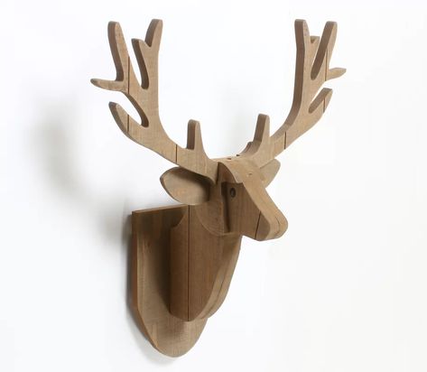 Millwood Pines Mounted Reindeer Head Wall Décor | Wayfair Wooden Deer Head, Deer Head Decor, Deer Head Wall Decor, Wooden Deer, Head Wall Decor, Reindeer Head, Flower Bird, Best Wall, Driftwood Art