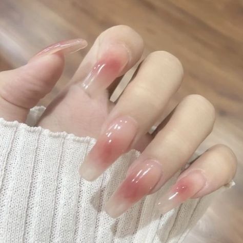 Asian Blush, Blush Nail, Quartz Nails, Purple Acrylic Nails, Asian Nails, Semi Permanente, Nail Trend, Simple Gel Nails, Blush Nails