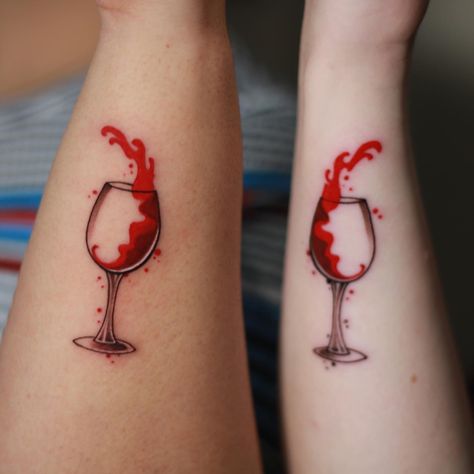 Alcohol Matching Tattoos, Pickle Tattoo, Small Colorful Tattoos, Best Friend Tattoo, Minimal Tattoo Designs, Minimal Tattoo Ideas, Sisters Tattoo, P Tattoo, Single Line Tattoo