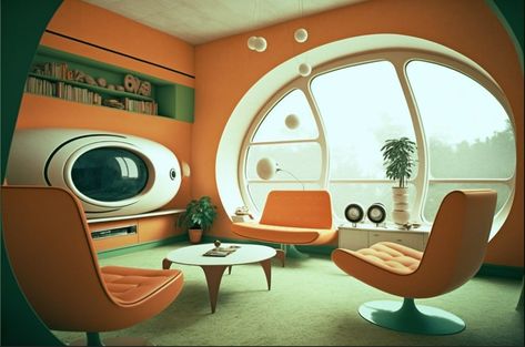 WIL WHEATON dot TUMBLR dot COM on Tumblr Space Age Aesthetic Interior, 70s Futurism Interior Design, Retro Futurism Bedroom, Weird Interior, Retro Futurism Interior Design, Tva Aesthetic, Retro Futurism Interior, Spaceship Room, Groovy Interiors