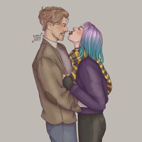 Art by @bubblytonksart on Insta Tonks Fanart, Remus Lupin Nymphadora Tonks, Remus Lupin Moony, We Could Have Been, Remus And Tonks, Nymphadora Tonks, Remus Lupin, Short Comics, Book Posters