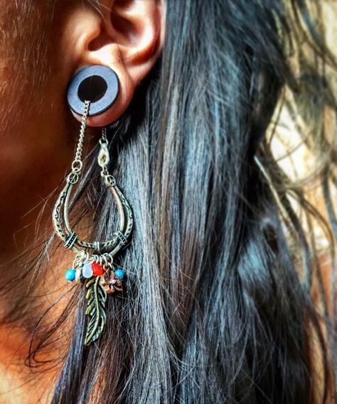 Magnetic Bloodwood Tunnels with Hippie Dangle Chains/Sizes00g(10mm)through 1"(25.5mm)/Wedding/Organic/Tribal/Colorful/Flower Gages by EverChangingJewelry on Etsy https://www.etsy.com/listing/451294078/magnetic-bloodwood-tunnels-with-hippie Tragus Piercing Earrings, Wedding Plugs, Ear Stretching, Dangle Plugs, Wooden Plugs, Plug Earrings, Cartilage Earrings Hoop, Lucky Horseshoe, Gold Ear Cuff