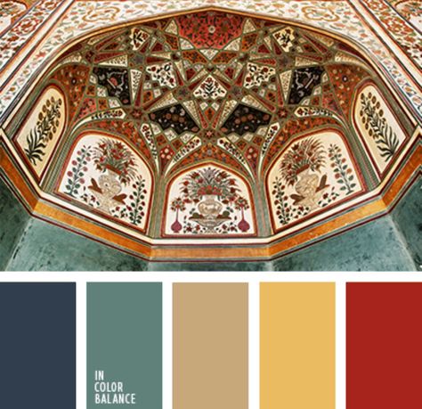 Mughal Colour Palette, Mughal Color Palette, Copper Colour Palette, Pallets Color, In Color Balance, Flat Bedroom, Palettes Color, Combination Color, Color Palette Ideas