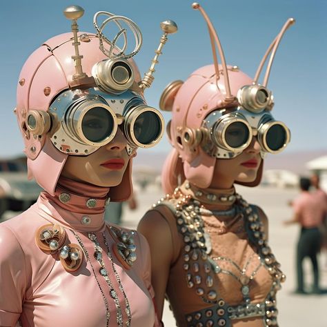 Retro Futurism Fashion, Futuristic Costume, Afrika Burn, Futurism Fashion, Futurism Art, Parallel World, Sci Fi Fashion, Kool Kids, Illustration Photo