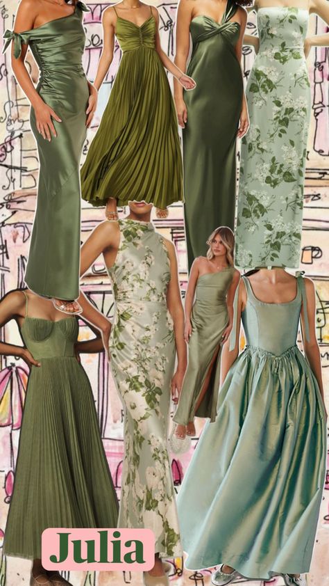 Julia’s bridesmaids dress options Mixed Green Bridesmaid Dresses, Mix Match Bridesmaids, Green Bridesmaid, Green Bridesmaid Dresses, Bridesmaids Dress, Bridesmaid Outfit, Mix N Match, Wedding Bridesmaids, Mix And Match