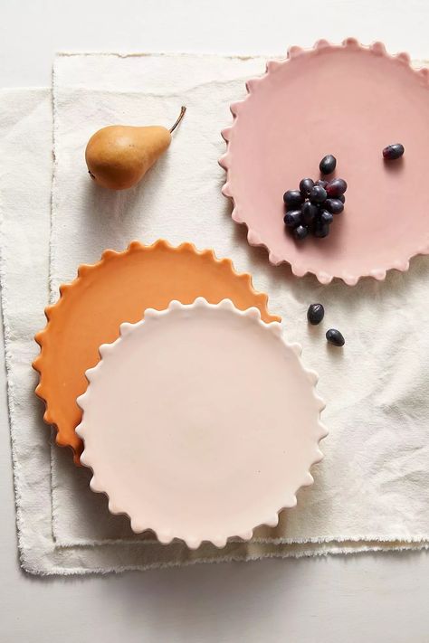 Scalloped Ceramic Plate | Anthropologie (US) Pink Kitchen Wallpaper, Nyc Coffee Cup, Girly Kitchen, Loft Designs, Nyc Coffee, Crafts For Beginners, Fabric Stamping, Dream Furniture, Book Photo