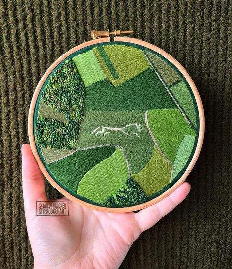 Taylor Brooker on Twitter: "Hello! I'm Taylor - a portrait, embroidery, and watercolour artist from the UK. Here are some of my aerial embroideries 🧵 My commissions are open! 🌱 https://t.co/BN8bc4Vy4q ✉️ tbrookerart@gmail.com #PortfolioDay @portfolioday https://t.co/zbrMtQC0i7" / Twitter Landscape Embroidery, Aerial Landscape, Portrait Embroidery, Textile Arts, White Horse, Art Handmade, Embroidery Inspiration, Diy Embroidery, Watercolor Artist