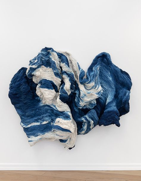 HANNE FRIIS Hanne Friis Textile Art, Denim Art Installation, Hanne Friis, Denim Art, Textile Sculpture, Blue Inspiration, Can Light, Artistic Installation, Sculpture Painting