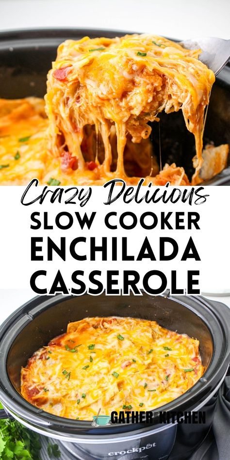 Crock Pot Recipes With Shredded Chicken, Crockpot Chicken Tortilla Casserole, Crockpot Recipes Enchilada Casserole, Crockpot Mexican Rice Casserole, Chicken Cheese And Rice Mexican Recipe Crockpot, Easy Dinner Recipes Shredded Chicken, Enchilada Sauce Dinner Ideas, Crockpot Enchiladas Casserole, Mexican Casserole In Crockpot