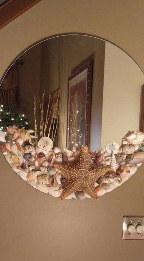 Seashell Projects, Shells Diy, Shell Mirror, Desain Furnitur Modern, Shell Crafts Diy, Diy Casa, التصميم الخارجي للمنزل, Sea Shell Decor, Shell Decor