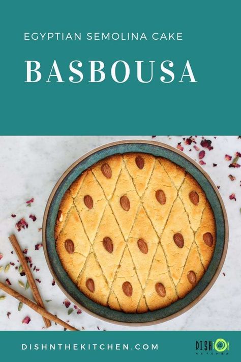 Egyptian Basbousa is a delicious tradtional Egyptian baked sweet cake made with coarse semolina and flavoured with honey. #basbousa #EgyptianCake #SemolinaCake #cake Egyptian Basbousa, Egyptian Cake, Perfect Cupcake Recipe, Middle Eastern Countries, Coffee Cake Loaf, Turnover Recipes, Semolina Cake, Beef Bacon, Eastern Countries