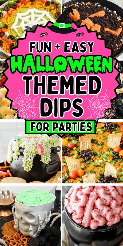 Easy Halloween dips for parties! Fun Halloween themed party dips including savory dip recipes and sweet dessert dips. From gross throw up queso dip and graveyard taco dip to cute halloween dessert dip for kids, you’ll love these easy halloween party appetizers. Cheap potluck ideas for Halloween, easy halloween desserts, halloween crockpot dip, creepy appetizers, adult halloween party food, halloween camping food ideas, simple halloween snacks, halloween charcuterie, spooky dips, movie night ... Cheap Potluck Ideas, Easy Halloween Side Dishes, Cheap Potluck, Easy Halloween Food For Party Simple, Halloween Party Side Dishes, Halloween Dips For Parties, Creepy Appetizers, Savory Dip Recipes, Halloween Crockpot Recipes