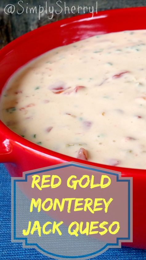 Make your own cheese dip with my recipe for Red Gold Monterey Jack Queso! Red Pepper Stuffed, Cheesy Dip Recipes, Gamecock Football, Pepper Stuffed, Football Foods, Dip Ideas, White Queso Dip, White Queso, Cheese Dips