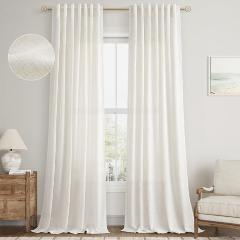 Sheer Cream Curtains, Aesthetic Curtains, 108 Inch Curtains, Window Aesthetic, Curtains Boho, Neutral Curtains, Window Curtains Living Room, Window Curtains Bedroom, Sheer Linen Curtains