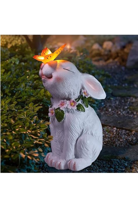 #decor #bunny #eater #amazon #top #DIY #topdecor #simple #cute Rabbit Nose, Rabbit Light, Bunny Statue, Rabbit Garden, Butterfly Lighting, Butterfly Ornaments, Lawn Art, Led Color Changing Lights, Outdoor Living Decor