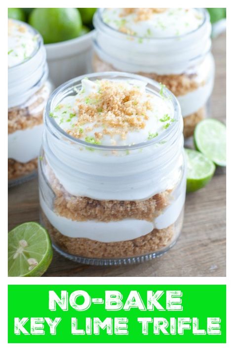 Key Lime Trifle, No Bake Key Lime Pie, Pudding Custard, Traditional Bread Pudding, No Bake Key Lime, Low Sugar Granola, Jar Desserts, Peanut Butter Cup Brownies, Mason Jar Desserts