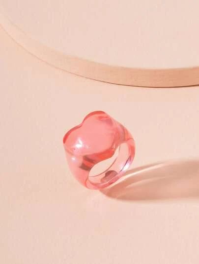 Rings for Women Online| SHEIN EUR Kawaii Accessories Earrings, Pink Heart Accessories, Kawaii Ring, Funny Accessories, Girly Phone Cases, Ankle Jewelry, Heart Decor, Kawaii Accessories, Cute Backpacks