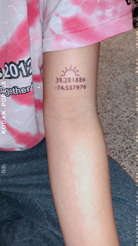 Land Location Tattoo, Beach Coordinates Tattoo, Latitude And Longitude Tattoo, Longitude Tattoo, Latitude Longitude Tattoo, Coordinates Tattoo, Latitude Longitude, Tattoos And Piercings, I Tattoo