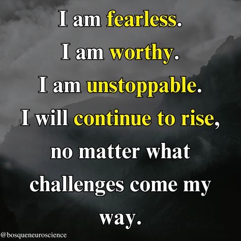 I am fearless in the face of any challenge. I am strong, capable, and determined to overcome any obstacle that comes my way. I am worthy of success and happiness, and I will not let anything hold me back. #fearless #challengeaccepted #strong #determined #overcome #obstacles #worthy #success #happiness #nevergiveup #believeinyourself #positivity #mindset #grit #resilience #motivation #inspiration #empowerment #selflove #selfworth #dreambig #goals #ambition #perseverance #courage #brave #unstop... I Am Fearless, Affirmations For Confidence, Confidence Affirmations, Positivity Mindset, Affirmations For Success, Success And Happiness, Challenge Accepted, I Am Worthy, Success Affirmations