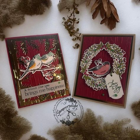 Stampin Up Christmas Cards, Christmas Bird, Fall Mini, Embossed Cards, Stampin Up Christmas, Christmas Stamps, Card Making Techniques, Winter Trees, Christmas Minis