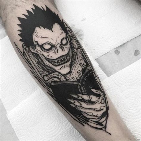 Ryuk Tattoo, 16 Tattoo, Tattoo Inspiration Men, Scary Tattoos, Note Tattoo, Creepy Tattoos, Horror Tattoo, Dark Art Tattoo, Hand Tattoos For Guys