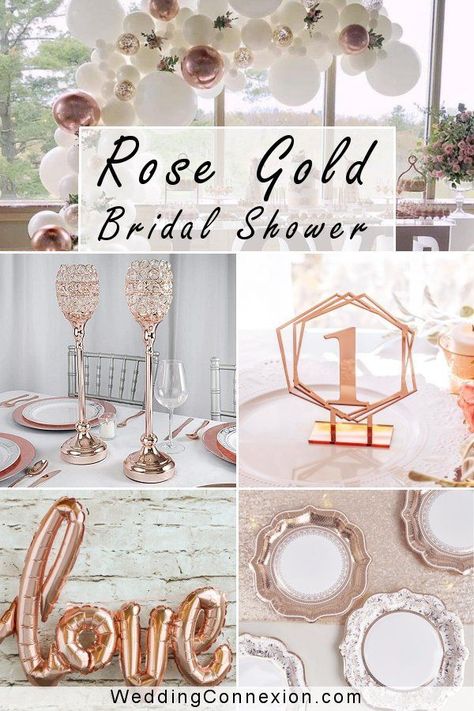 Get inspired by outstanding rose gold decorations that await you for this lovely and romantic theme. There are so many wonderful items associated with a rose gold theme making it easy and fun to select a range of decor that works in harmony to bring your bridal shower to life! WeddingConnexion.com Bridal Shower Decor Rose Gold, Rose Gold Wedding Shower Ideas, Bridal Shower Ideas Rose Gold, Bridal Shower Rose Gold Theme, Boujee Bridal Shower Ideas, Rose Gold Bridal Shower Ideas, Gold Bridal Shower Ideas, Rose Gold Bridal Shower Decor, Rose Gold Decorations