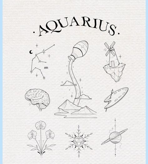 Aquarius Tarot Card Tattoo, Tattoos Astrology, Tatoo Dog, Procreate Drawings, 40 Tattoo, Mystical Tattoos, Flash Sheets, Astrology Tattoo, Horoscope Tattoos