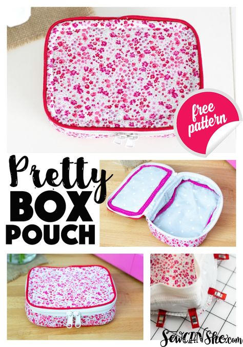 Pretty Box Pouch {free sewing pattern with a tutorial} Fat Quarter Projects, Pouch Sewing, Cute Sewing Projects, Box Pouch, Sew Ins, Sewing Tutorials Free, Beginner Sewing Projects Easy, Bible Covers, Pouch Pattern