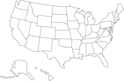 United States of America map. USA Map With Divided States. Outline US map. States Outline, United States Of America Map, Map Of Usa, Map Outline, America Map, State Outline, The United States Of America, Usa Map, Heart Tree