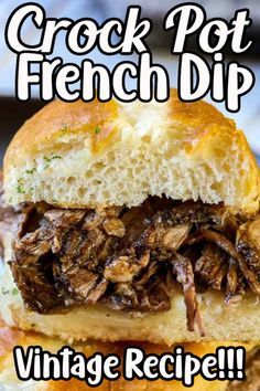 This Crock Pot French Dip recipe is easy to make and always a hit! Everyone loves making French Dip sandwiches on submarine rolls and topping them with cheese and the delicious au jus sauce. A family favorite comfort food that is perfect for any night of the week and it makes for great left overs too. Crock Pot French Dip Sandwiches, Au Jus Sauce, French Dip Recipe, Crock Pot French Dip, Halloween Food Ideas For Dinner, Jus Sauce, French Dip Sandwich Crockpot, French Dip Recipes, Food Ideas For Dinner