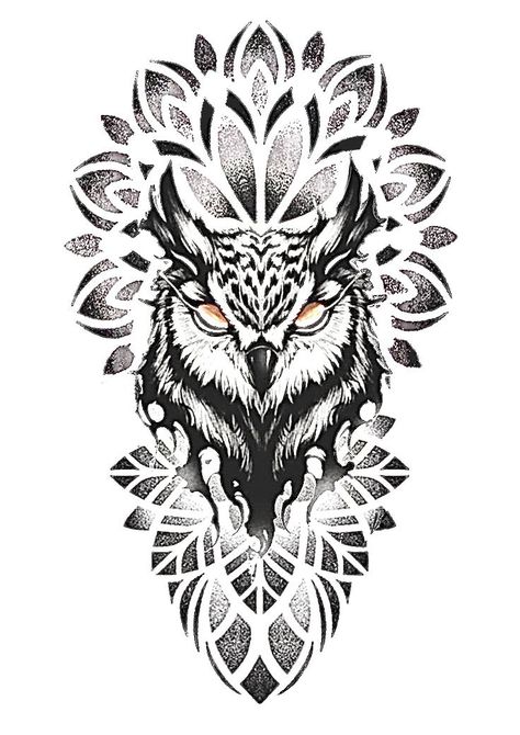 Wolf Mandala Tattoo, Geometric Throat Tattoo, Mandala Tattoo Mann, 108 Tattoo, Owl Eye Tattoo, Mandala Owl, Owl Tattoo Drawings, Eye Mandala, Knee Tattoos